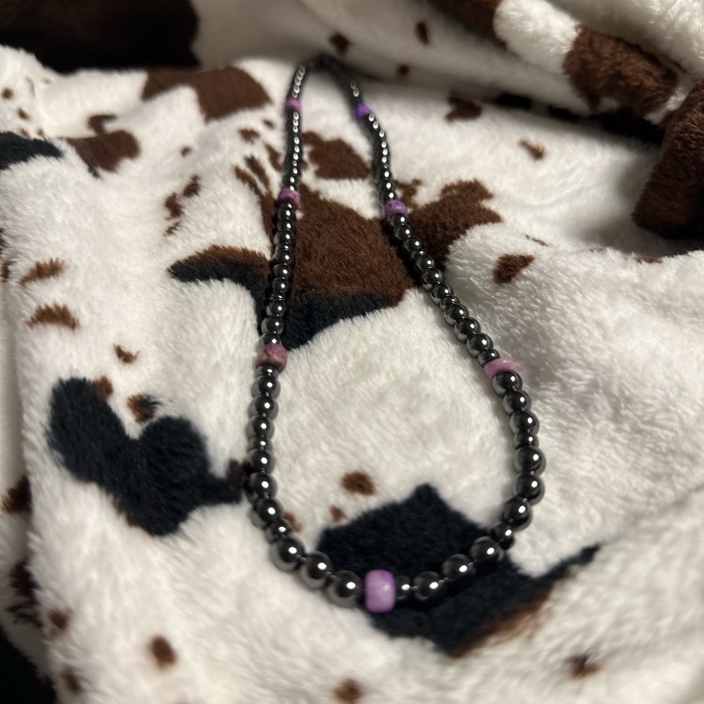 Beaded Necklace with Purple Accents - Women Jewelry